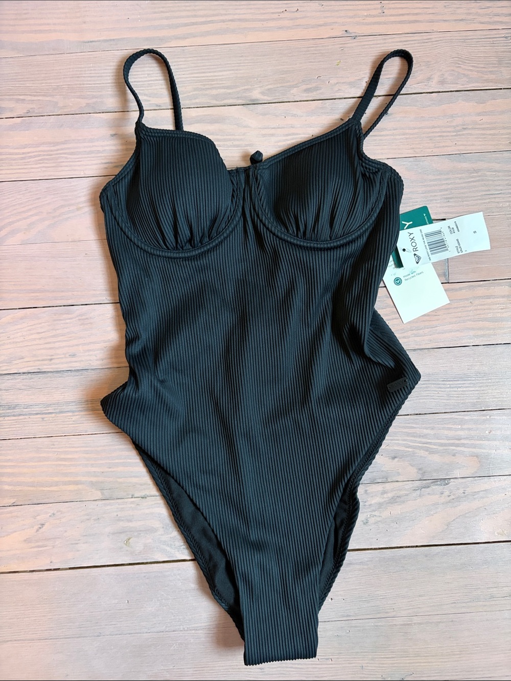 Roxy Ribbed Anthracite One-Piece Swimwear Small Muse